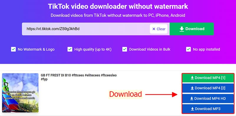 Download TikTok videos without watermarks with tikclip